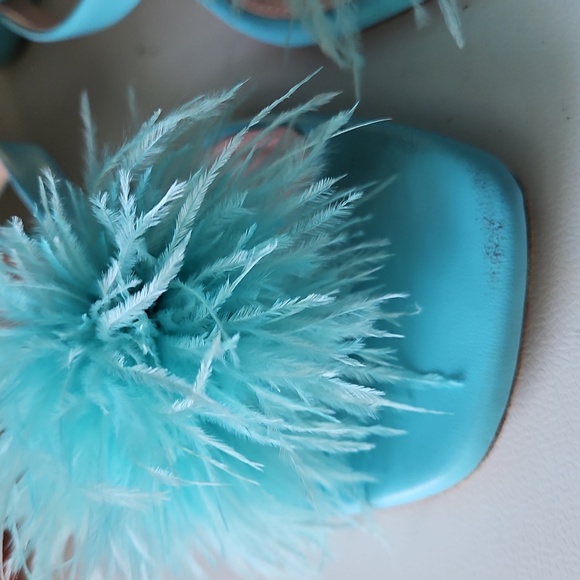 Kate Spade Turquoise Feathered Sandals - Picture 7 of 9